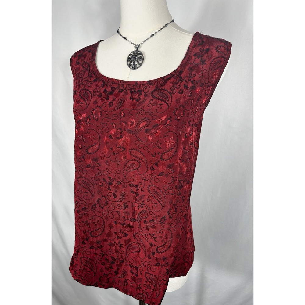 VTG USA Embroidered Top Dark Red Black Fairy Grunge Whimsigoth Witchy Vamp 18W